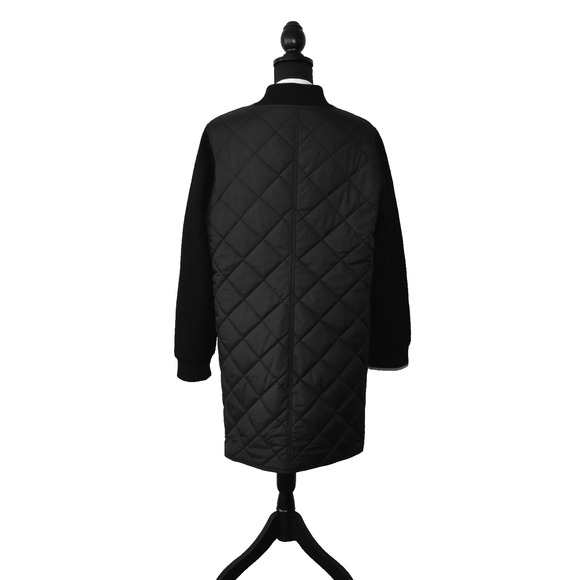 B0 Auth EILEEN FISHER Mixed Media Black Quilted Nylon Wool Sleeves Jacket Sz XL - Picture 4 of 6